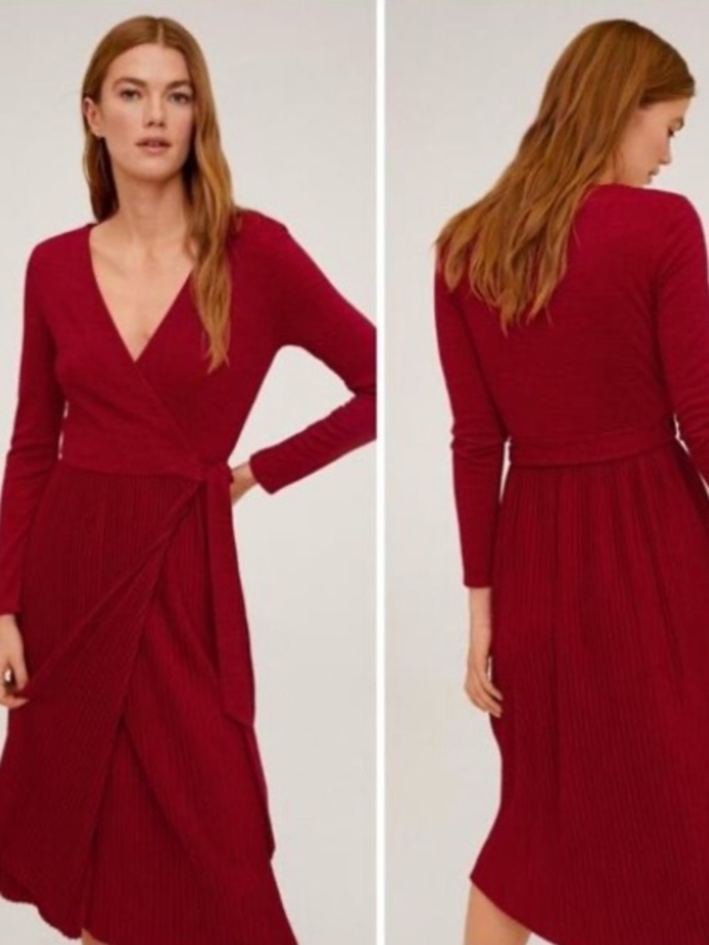 Mango Women’s Dress Wrap Longsleeve With Pleats 6